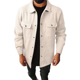 Generic Mens Fleece Warm Button Up Lapel Jacket, Fall and Winter Comfy Loose Fit Turn Down Collar Coat with Chest Pocket Outdoors Fashion Thermal Big & Tall P