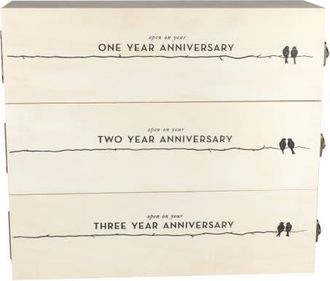 Twine Newlyweds Anniversary 3-Bottle Wooden Wine Box at Nordstrom
