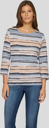 Rabe 3/4-Arm-Shirt RABE, Damen, Gr. 38, grau (flanell), Jersey, Obermaterial: 92% Baumwolle, 8% Elasthan, gestreift, tailliert h&uuml;ftbedeckend, Rundhals, Shi