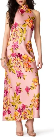 Steve Madden Lara Floral Halter Neck Midi Dress in Tropical Breeze at Nordstrom, Size X-Small