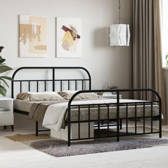 Berkfield Home Metal Bed Frame with Headboard & Footboard Black 140x200 cm