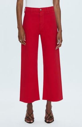 Pistola Denim Penny Crop High Waist Raw Hem Wide Leg Jeans in Ruby at Nordstrom Rack, Size 25