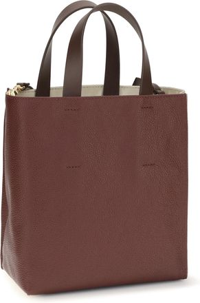 Marni Womens Handbag Museo Mini Moonstone-Dark Burgundy-Coffee Calf Leather Handbags Moonstone/dark Burgundy/coffee Hand Bags