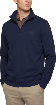 HUGO BOSS Half zip trui navy Boss orange