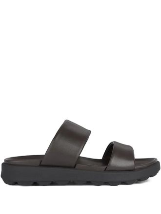 Geox double-strap slides - men - Leather/Other Fabrics/Other fibres/Other fibres/Fabric/Rubber - 42 - Brown