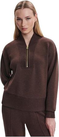 Varley Sally Half Zip Sweat Womens Sweatshirt Coffee Bean Marl : LG, Elastane/Polyester/Viscose