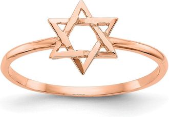 Diamond2Deal 14k Rose Gold Polished Star of David Ring