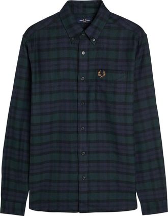Fred Perry Blackwatch Tartan Flannel Shirt - Navy - Xxl