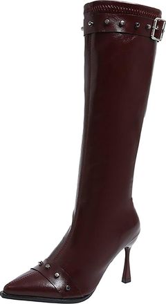 Generic Womens Knee High Boots Pointed Toe Stiletto Heel Slim Fit Boots Elegant High Heel Booties Ladies Shoes Casual with Zipper Fashion Autumn Winter Size 6