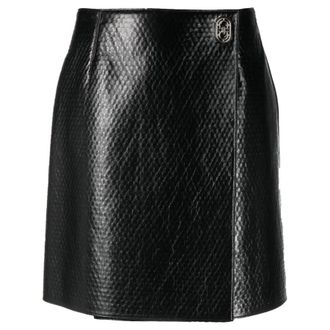 Ferragamo Embossed Wrap Leather Skirt