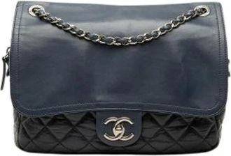 Chanel Pre-owned Vintage Quilted Shoulder Bag - Dames - Vintage Schoudertas - Blauw - ONE Size - Leer - Vintage