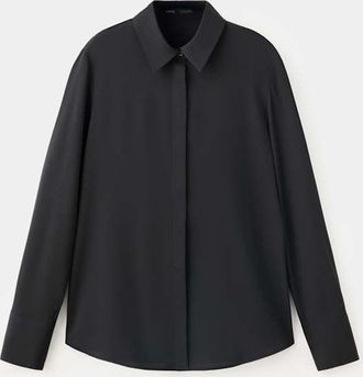 Mango Camicia raso chiusura nascosta nero - Donna - XXS - MANGO
