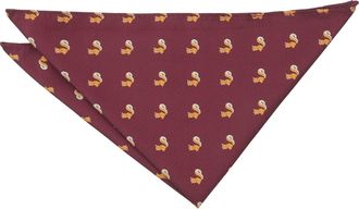DQT Mens Embroidered Animals Novelty Handkerchief Pocket Square - Burgundy Red Squirrel