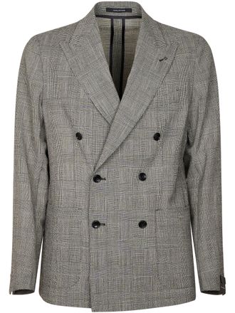 Tagliatore Double-Breasted Blazer with Prince of Wales Check Pattern