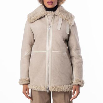 Burberry Shearling Aviator Jacket, Brand Size 6 ( US Size 4 )