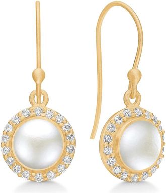 Frk. Lisberg Accessoires, Dames, Geel, ONE Size, Klassieke pareloorbellen met zirkonia