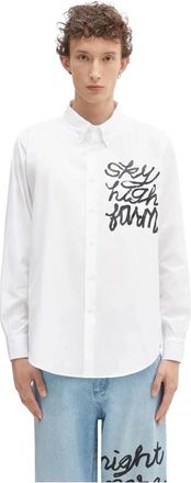 Sky High Farm Overprint Button Down Shirt - Heren - Casual Overhemden - Wit - L - Katoen - Overhemden