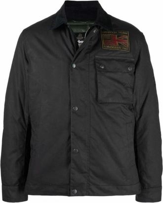 Barbour Jassen, Heren, Zwart, L, Katoen, Zwarte Gewaxte Katoenen Jas