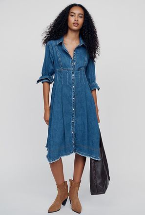 Pilcro Denim Waisted Midi Shirtdress