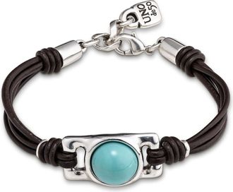 UNOde50 Rectangular Bead Leather Bracelet