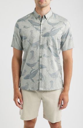 Tori Richard Marine Mosaic Jacquard Cotton Shirt in Grey at Nordstrom, Size Xx-Large