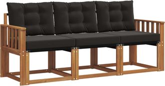 vidaXL Conjunto De Sof&aacute;s De Exterior 3 Uds. Natural Y Negro Vidaxl