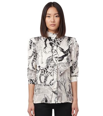 Stella McCartney BlackWhite Printed Mock Collar Top