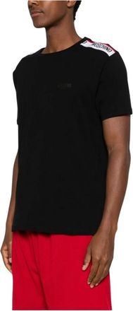 Moschino T-Shirts, male, Black, Size: S Logo Jacquard Crew Neck T-Shirt