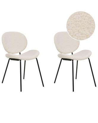 Beliani Conjunto de 2 sillas de comedor boucl&eacute; blanco