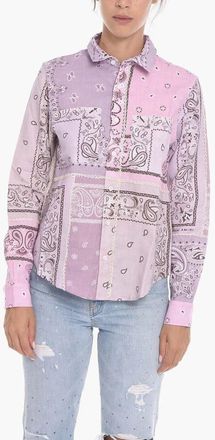 Amiri Amiri Womens Lavender Cotton Patchwork Shirt