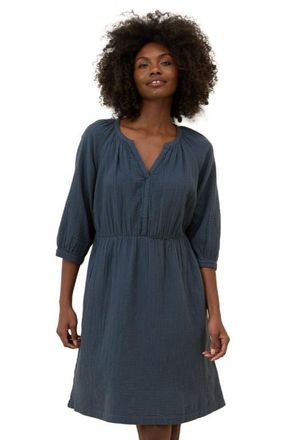 Pact Organic Cotton Coastal Double Gauze Peasant Dress in French Navy at Nordstrom, Size Small