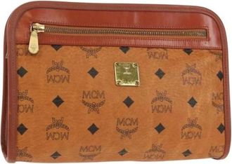 MCM Pre-owned Clutches, female, Brown, Size: ONE SIZE Pre-owned Leather Clutch