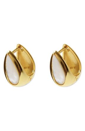 Argento Vivo Puffy Mother-of-Pearl Huggie Hoop Earrings in Gold at Nordstrom