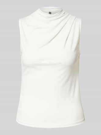 Pieces Top mit Stehkragen in Offwhite, Größe XS