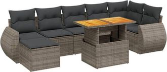 vidaXL Vidaxl - Set De Sof&aacute;s De Jard&iacute;n 8 Pzas Y Cojines Rat&aacute;n Sint&eacute;tico Gris