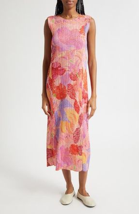 Pleats Please Issey Miyake Foggy Forest Pleated Midi Dress in Pink at Nordstrom, Size 3
