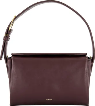 Vince Sidney Boxy Nappa Leather Shoulder Bag in Fig at Nordstrom