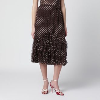 Valentino Brown silk skirt with Plusdepois motif