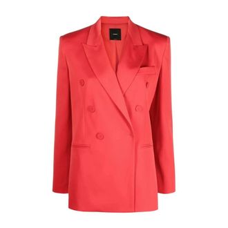 Pinko Satijnen Blazer - Dames - Blazers - Rood - L - Satijn - Jassen