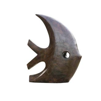 Wanda Collection Escultura grande moderna pez 100 cm marr&oacute;n