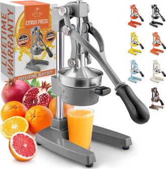 Zulay Kitchen Premium Quality Heavy Duty Manual Orange Juicer and Lime Squeezer Press Stand