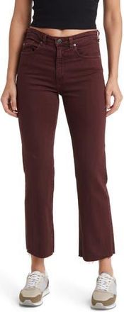 AG - Adriano Goldschmied Kinsley High Waist Raw Hem Ankle Flare Jeans in Hi-White Dark Plum at Nordstrom Rack, Size 23
