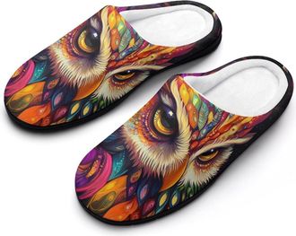Generic Colorful Owl Mens Slippers Comfortable And Non-slip Cotton Slipper Shoe for House