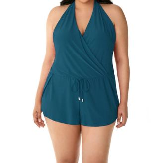 Magic Suit By Miraclesuit Plus Size Bianca Swim Romper One Piece Swimsuit In Blue