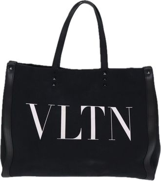 Valentino Garavani Vltn Black Canvas Tote Bag (Pre-Owned)