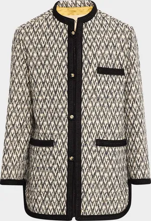 Valentino Garavani Geometric Woven Collarless Jacket
