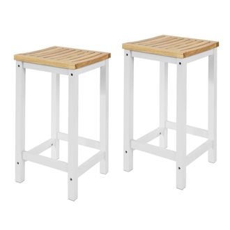 SoBuy Taburetes de bar x2 cuadrado madera blanco