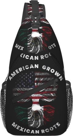 Generic American Grown Mexican Roots Crossbody Bag Trendy Shoulder Bag Anti Theft Crossbody Bags For Casual Sports Camping