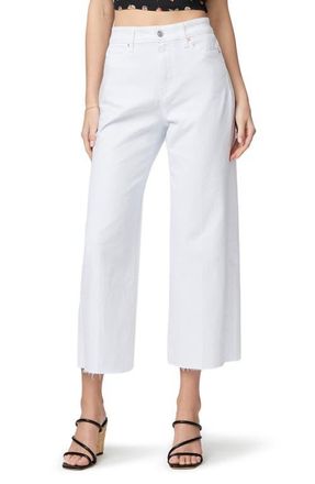 Paige Anessa High Waist Raw Hem Ankle Wide Leg Jeans in Crsp Wht at Nordstrom, Size 23