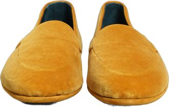 Dolce & Gabbana Yellow Velvet Slip On Men Dress Loafers Shoes Leather